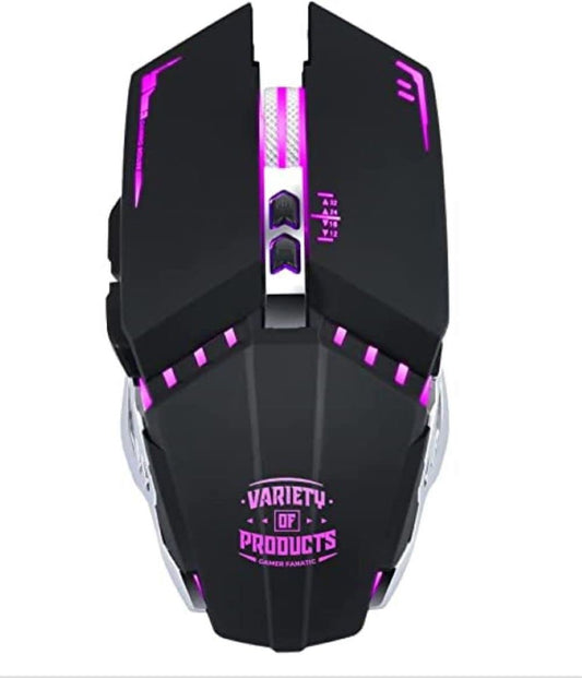 Gamer Fanatic Q15 RGB Wireless Gaming Mouse Ergonomic LED Black Multi-Coloured Lightweight 6 Buttons Great Online Gaming Experie