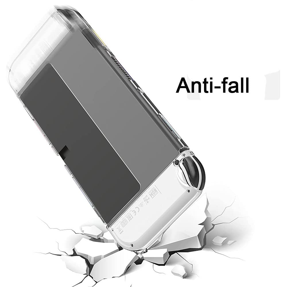 GSRYPC Protective Case Cover for Nintendo Switch OLED 2021 - Crystal Clear, 5 in 1 Joy-Con Controller Compatible