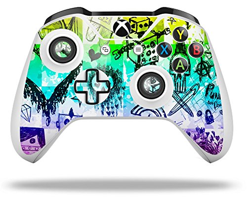 WraptorSkinz Decal Vinyl Skin Wrap compatible with XBOX One S/X Controller - Scene Kid Sketches Rainbow (CONTROLLER NOT INCLUDED)