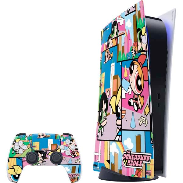 Skinit Decal Gaming Skin Compatible with PS5 Digital Edition Bundle - Officially Licensed Cartoon Network Powerpuff Girls Patches Design