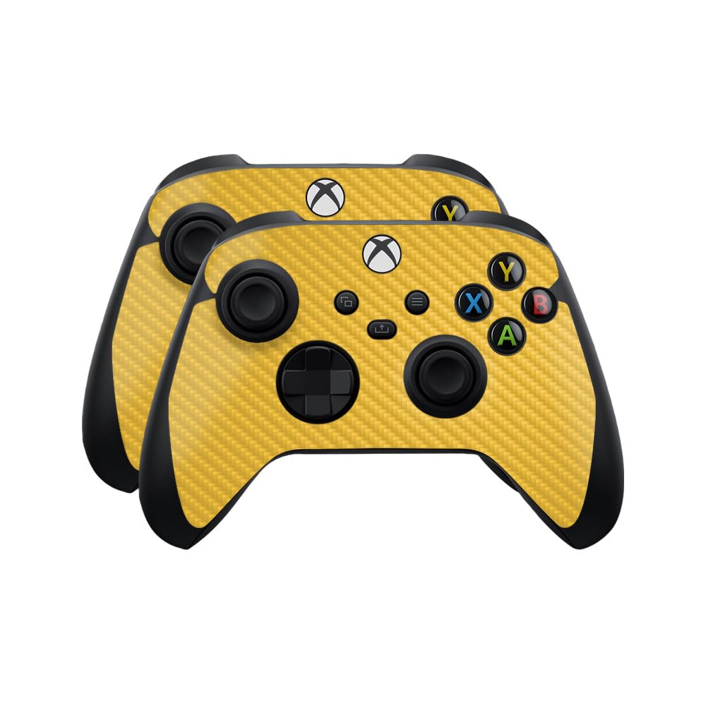 Carbon Fiber Skin Compatible with Microsoft Xbox Series X|S Controller (2 Pack) - Solid Marigold - Premium 3M Vinyl Protective Wrap Decal Cover - Easy to Apply | Crafted in The USA by MightySkins