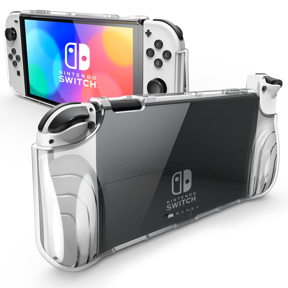 Mumba Case for Nintendo Switch OLED 2021  [Thunderbolt Series] Protective Clear Cover with TPU Grip Compatible with Nintendo New Switch OLED 7 Inch Console and Joy-Con Controller (Clear)