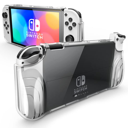 Mumba Case for Nintendo Switch OLED 2021  [Thunderbolt Series] Protective Clear Cover with TPU Grip Compatible with Nintendo New Switch OLED 7 Inch Console and Joy-Con Controller (Clear)