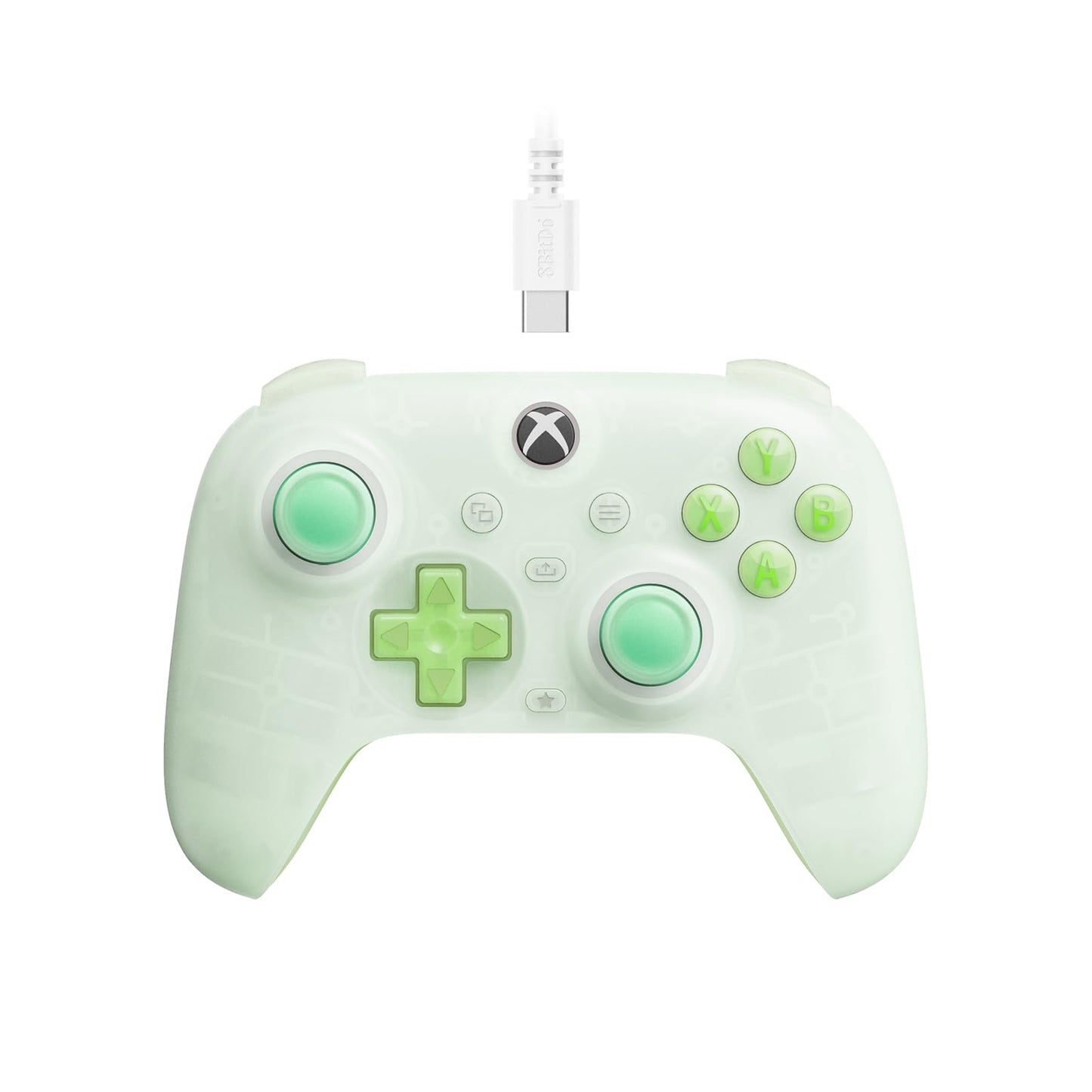 8Bitdo Ultimate Mini Wired Controller with RGB Lighting Fire Ring  Hall Effect Joysticks and control buttons  for Xbox Series X|S  Xbox One  Windows 10/11 - Officially Licensed (Translucent Green)