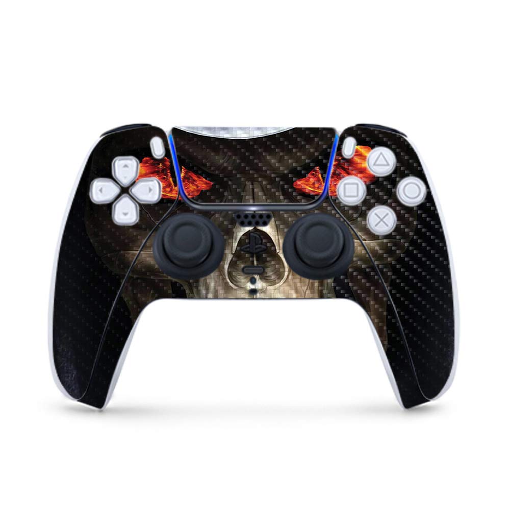 MightySkins Carbon Fiber Gaming Skin for PS5 / PlayStation 5 Controller - Evil Reaper | Durable Textured Carbon Fiber Finish | Easy to Apply and Change Style | Made in The USA