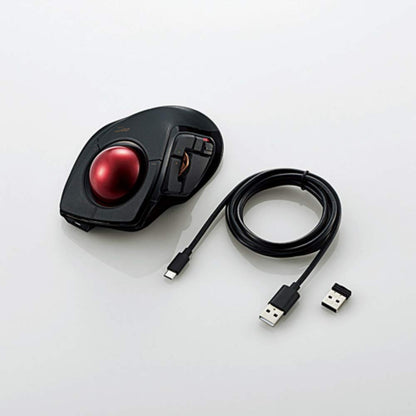 ELECOM DEFT PRO Trackball Mouse, Wired/Wireless/Bluetooth, Ergonomic, 8-Button, Optical Sensor, Black/Red, Model M-DPT1MRBK