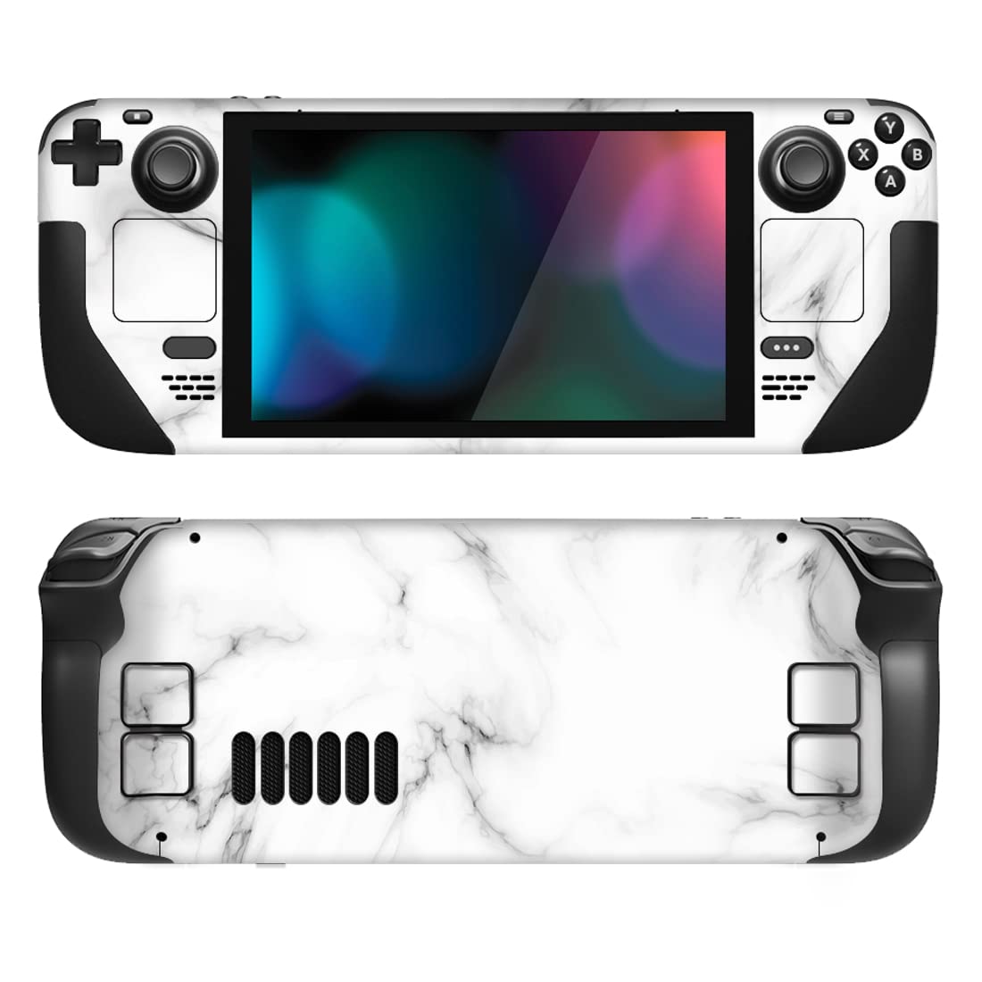 PlayVital Full Set Protective Skin Decal for Steam Deck LCD  Custom Stickers Vinyl Cover for Steam Deck OLED - Seamless White Marble