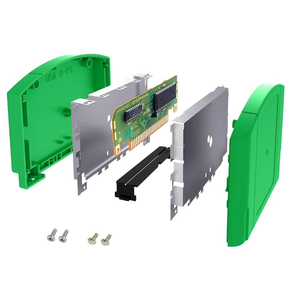 Replacement N64 Cartridge Shell Compatible with Nintendo 64 Games  Green DIY Housing Case with Screws  N64 Replacement Case Part Accessories DIY Fix N64- Rebirth Edition for Collectors