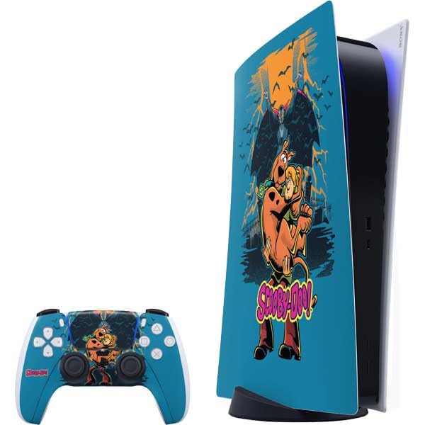Skinit Decal Gaming Skin Compatible with PS5 Bundle - Officially Licensed Scooby Doo Beware of Dracula Design