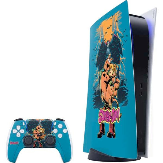 Skinit Decal Gaming Skin Compatible with PS5 Bundle - Officially Licensed Scooby Doo Beware of Dracula Design