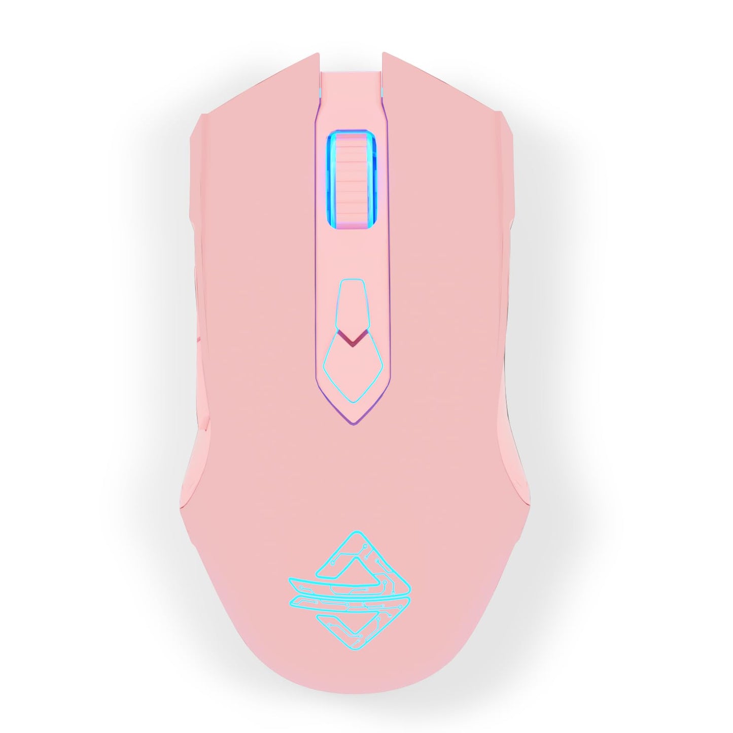 FELICON AJ52PRO Wired Wireless Bluetooth Gaming Mouse - 10000DPI, RGB LED, Ergonomic, 7 Buttons, Rechargeable, Pink