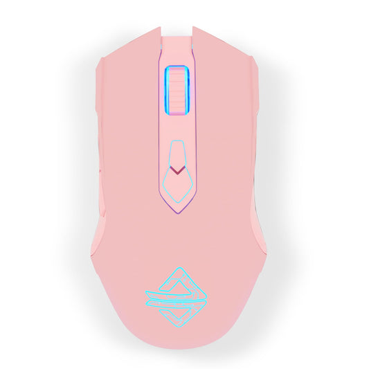 FELICON AJ52PRO Wired Wireless Bluetooth Gaming Mouse - 10000DPI, RGB LED, Ergonomic, 7 Buttons, Rechargeable, Pink