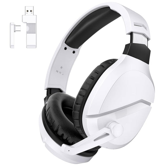 WolfLawS Wireless Gaming Headset with Noise Canceling Microphone for PS5  PC  PS4  2.4G/Bluetooth Gaming Headphones with USB and Type-c Connector  Wired Mode for Controller