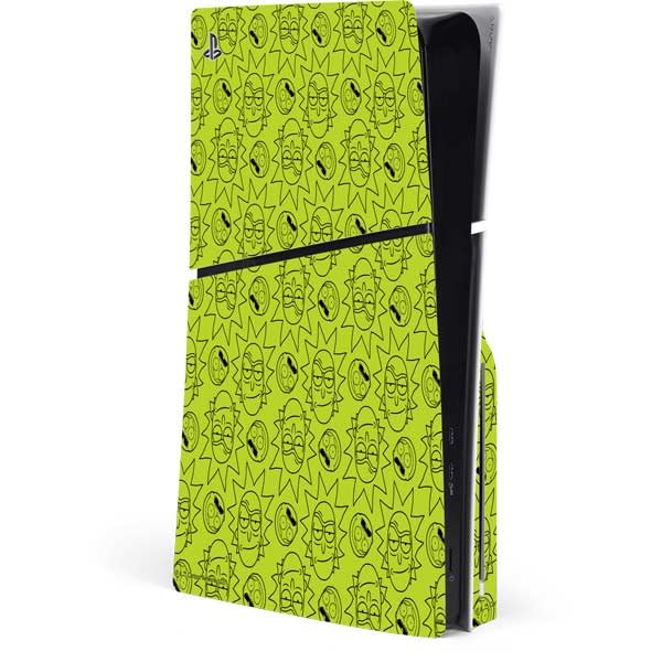 Skinit Decal Gaming Skin Compatible with PS5 Slim Disk Console - Officially Licensed Adult Swim Rick and Morty Rick and Morty All Over Print Design