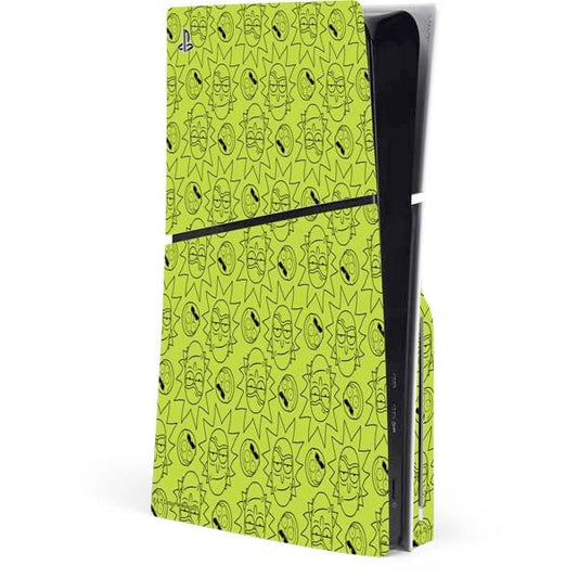 Skinit Decal Gaming Skin Compatible with PS5 Slim Disk Console - Officially Licensed Adult Swim Rick and Morty Rick and Morty All Over Print Design