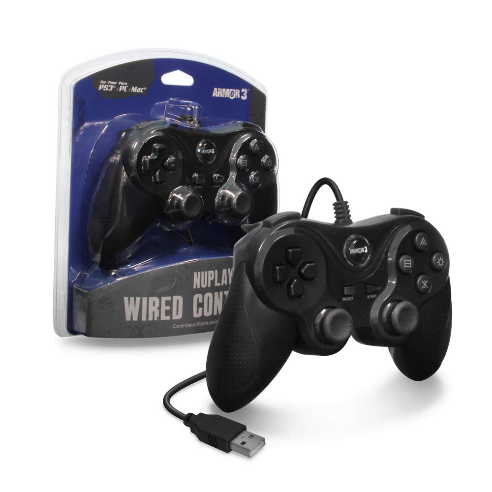 Armor3 Nuplay Wired Game Controller for PS3 (Black)