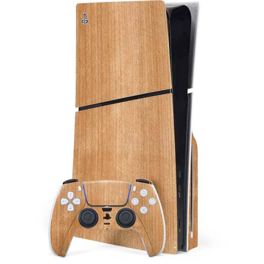 Skinit Decal Gaming Skin Compatible with PS5 Slim Disk Bundle - Natural Wood Design