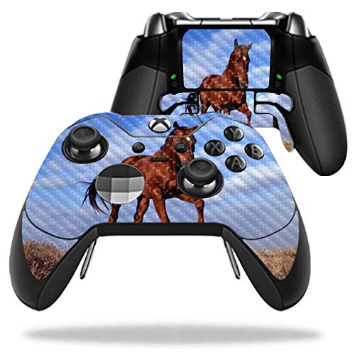 MightySkins Carbon Fiber Skin for Microsoft Xbox One Elite Controller - Horse | Protective  Durable Textured Carbon Fiber Finish | Easy to Apply  Remove  and Change Styles | Made in The USA