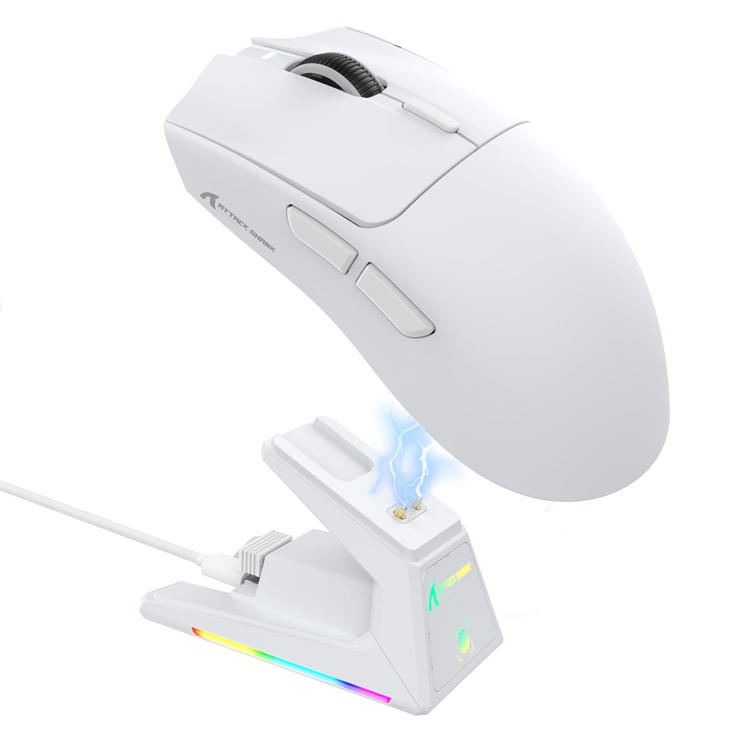 ATTACK SHARK X1 Ultralight Wireless Gaming Mouse - 40000DPI, RGB Dock, Optical Switch, White