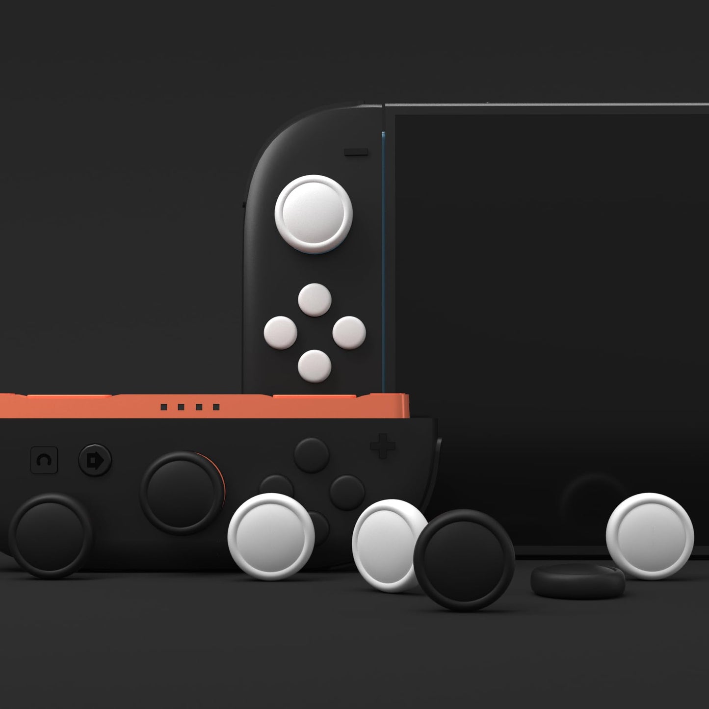 PlayVital Button Caps & Thumb Grips Set for Nintendo Switch 2 - 8 Colorful ABXY Covers & 4 Joystick Caps - Black & White