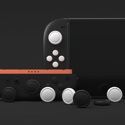 PlayVital Button Caps & Thumb Grips Set for Nintendo Switch 2 - 8 Colorful ABXY Covers & 4 Joystick Caps - Black & White