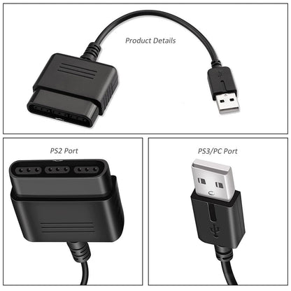 vienon PS2 Controller to USB Adapter, 2 Pack for PS1/PS2/PS3/PC, Model SBTJ001, No Driver Needed