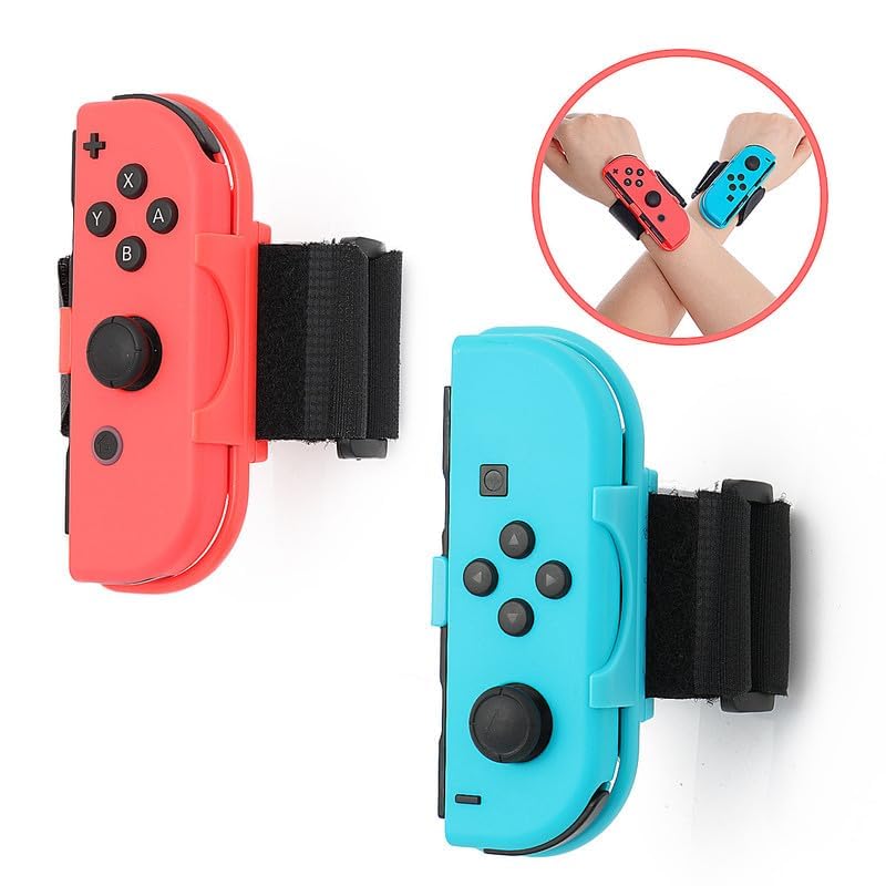 ECHZOVE Just Dance Wrist Strap for Nintendo Switch - Adjustable 3.15-7.5" Band for Kids, RedBlue - Compatible with Just Dance 2025/2024/2023