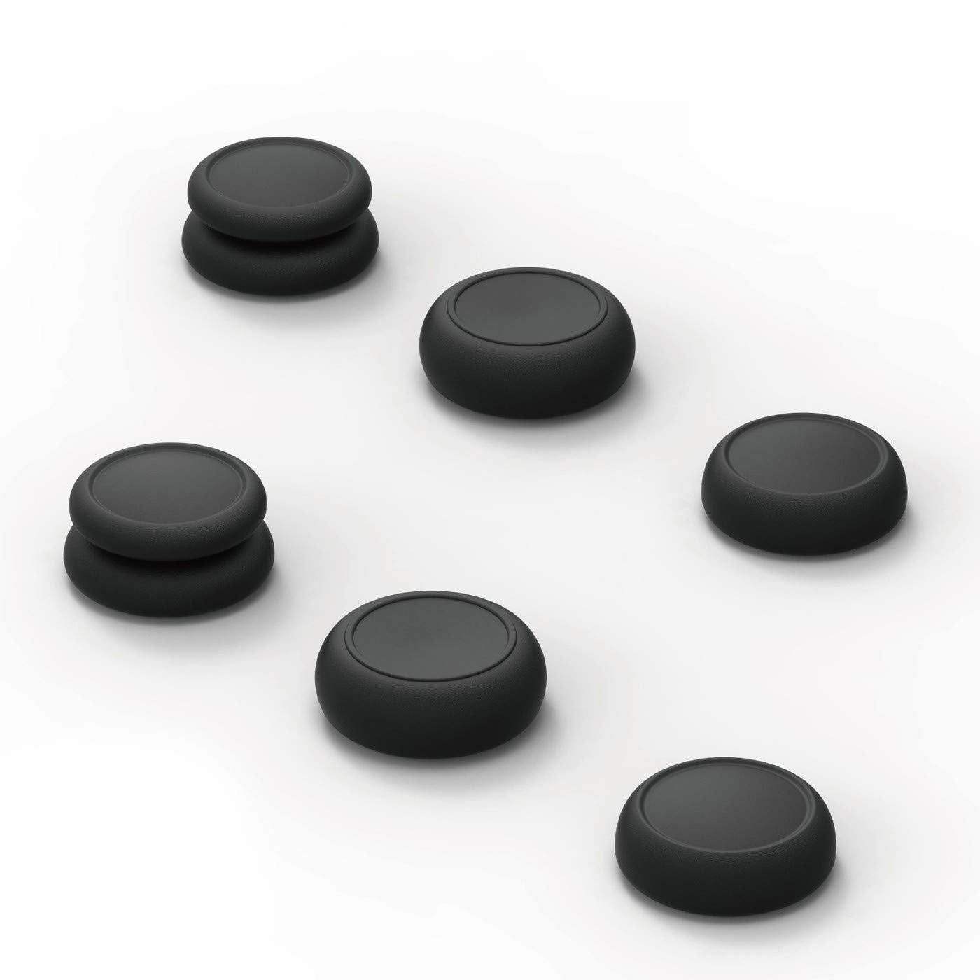 Skull & Co. Skin  CQC and FPS Thumb Grips Set Joystick Cap Analog Stick Cap for Nintendo Switch Joy-Con Controller - Black  3 Pairs (6pcs)