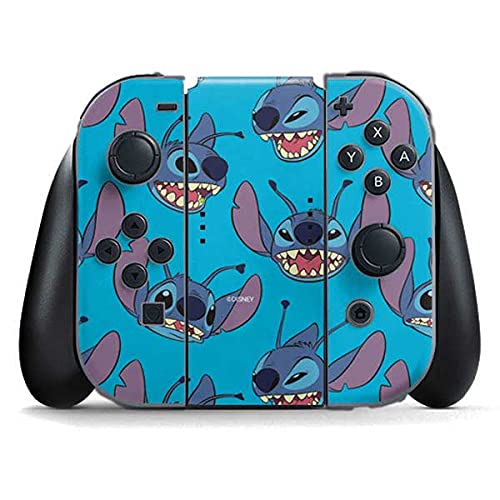Skinit Decal Gaming Skin Compatible with Nintendo Switch (2017-2021) Joy-Con Controller - Officially Licensed Disney Lilo and Stitch Face Expression Pattern Design
