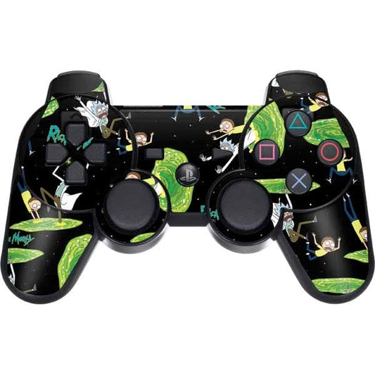 Skinit Decal Gaming Skin Compatible with PS3 Dual Shock Wireless Controller - Officially Licensed Warner Bros Rick and Morty Portal Pattern Design