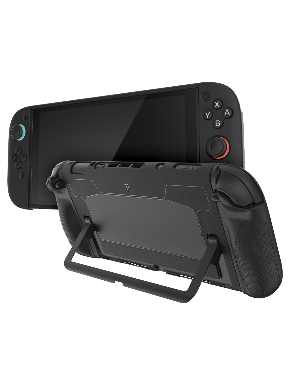TUDIA Snap-On Case Compatible with Nintendo Switch 2 (2025) - [Kickstand Access] Dockable Slim Scratch-Resistant Console PC Cover with Enhanced Shockproof TPU Handheld Grip (Black  Black Back Cover)