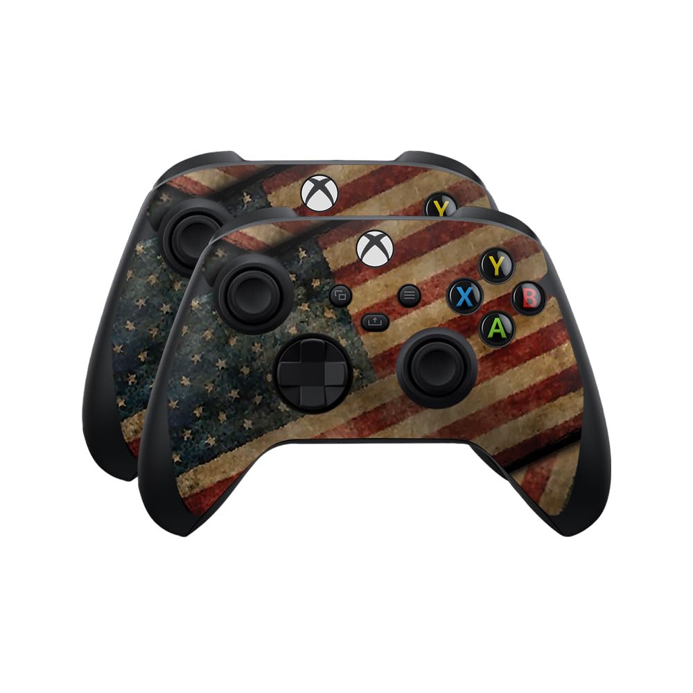 Skin Compatible with Microsoft Xbox Series X|S Controller (2 Pack) - Vintage American - Premium 3M Vinyl Protective Wrap Decal Cover - Easy to Apply | Crafted in The USA by MightySkins