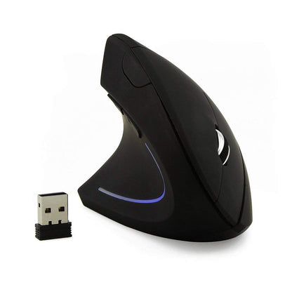 SHARE SUNSHINE Wireless Ergonomic Vertical Left-Handed Mouse, 1600 DPI, LED Light, Black - Lightweight Optical Mouse for PC/Mac