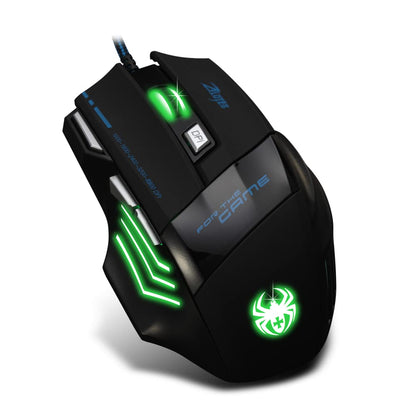 Zelotes T80 Wired Gaming Mouse, 7200 DPI, 7 Buttons, Ergonomic, LED Illumination, Black