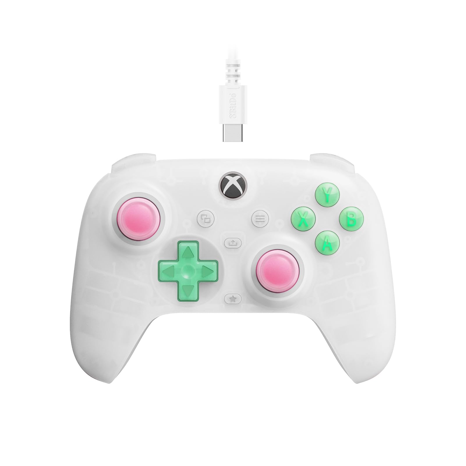 8Bitdo Ultimate Mini Wired Controller for Xbox with RGB Lighting Fire Ring  Hall Effect Joysticks and Triggers  for Xbox Series X|S  Xbox One  Windows 10/11 - Officially Licensed (Translucent White)