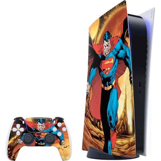 Skinit Decal Gaming Skin Compatible with PS5 Bundle - Officially Licensed DC Comics Superman Action Pose Art by Jim Lee Design