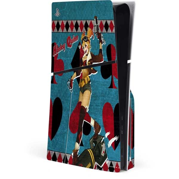Skinit Decal Gaming Skin Compatible with PS5 Slim Disk Console - Officially Licensed DC Comics Bombshells Harley Quinn Design