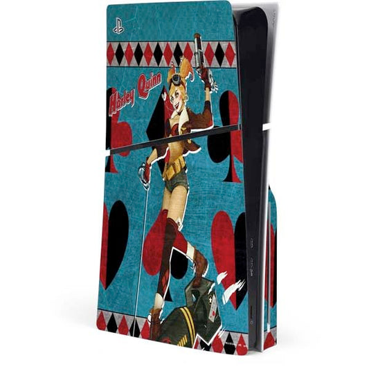 Skinit Decal Gaming Skin Compatible with PS5 Slim Disk Console - Officially Licensed DC Comics Bombshells Harley Quinn Design
