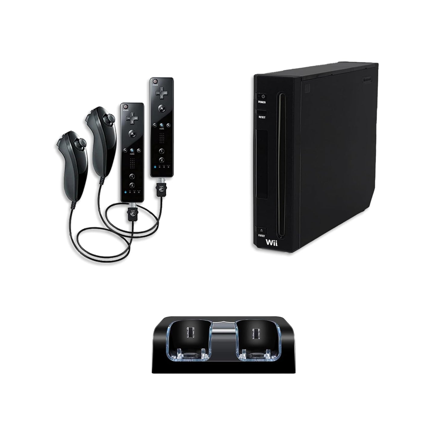 Nintendo Wii Console  Black fine Bundle (refurbished)