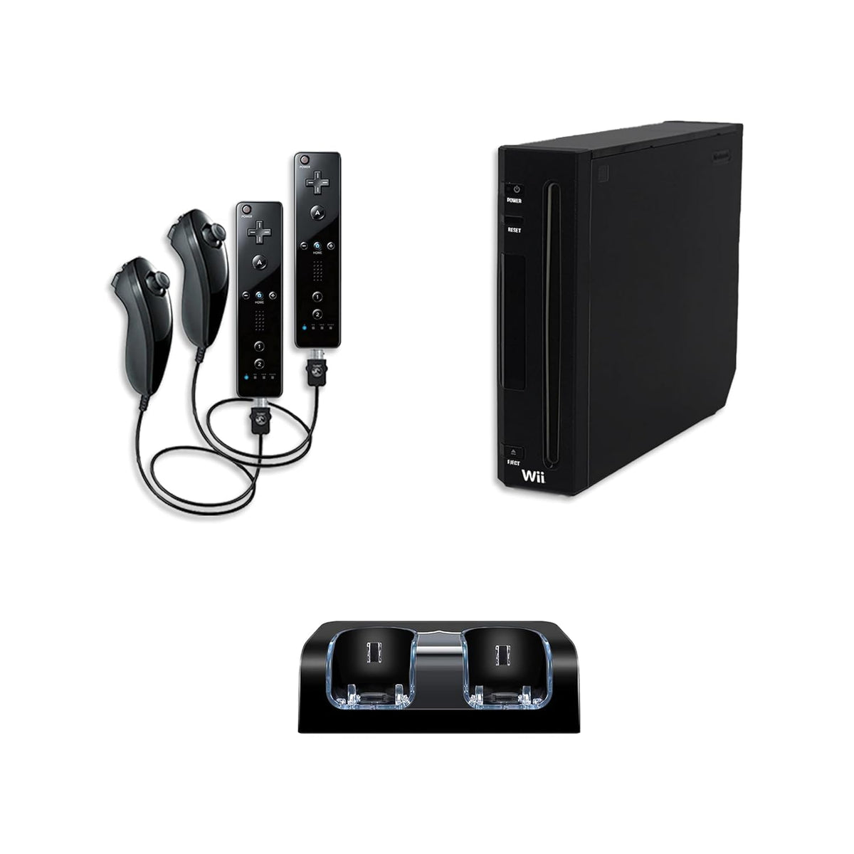 Nintendo Wii Console  Black fine Bundle (refurbished)