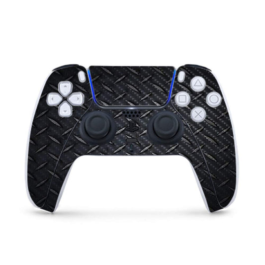 MightySkins Carbon Fiber Gaming Skin for PS5 / PlayStation 5 Controller - Black Diamond Plate | Durable Textured Carbon Fiber Finish | Easy to Apply | Made in The USA