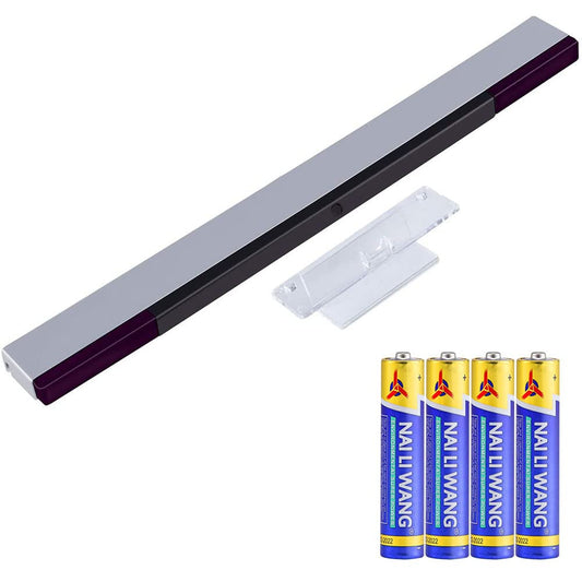 SOONORY Replacement Wireless Sensor Bar for Nintendo Wii/Wii U - Infrared IR Ray Receiver, Includes Stand & 4 AAA Batteries, Black