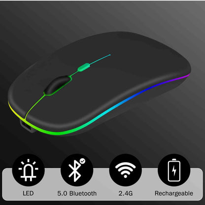 UrbanX Rechargeable Wireless Mouse, 2.4GHz & Bluetooth, RGB LED Lavender Purple, Model UXM030 for Lenovo Tab P11 Plus/Laptop/PC/Mac/Tablet