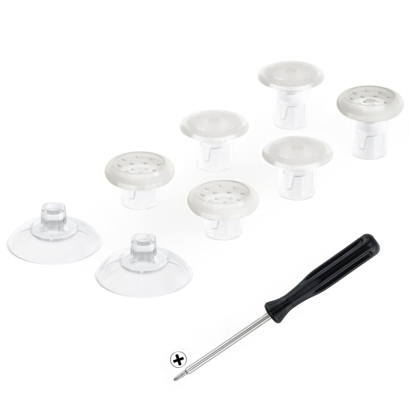 eXtremeRate Clear ThumbsGear Interchangeable Ergonomic Thumbsticks for Nintendo Switch Pro Controller - 3 Height Domed and Conca