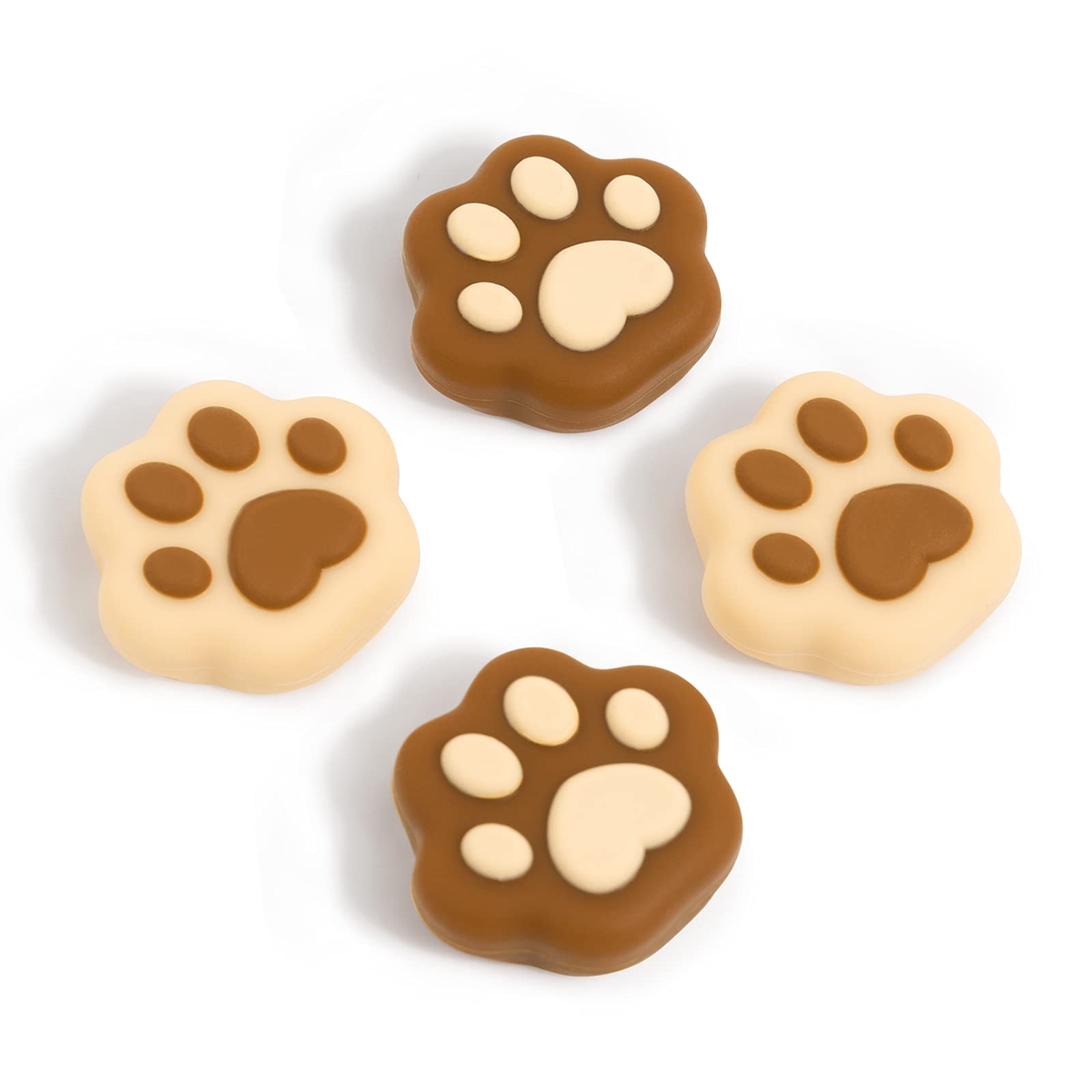 GeekShare 4PCS Cat Paw Shape Thumb Grip Caps Soft Silicone Joystick Cover Compatible with Switch/OLED/Switch Lite (Milk Tea Brown)