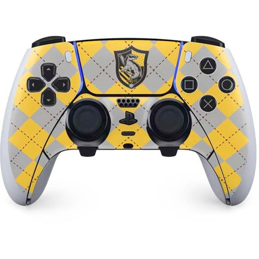 Skinit Decal Gaming Skin Compatible with PS5 DualSense Edge Pro Controller - Officially Licensed Wizarding World Harry Potter Hufflepuff Crest Design