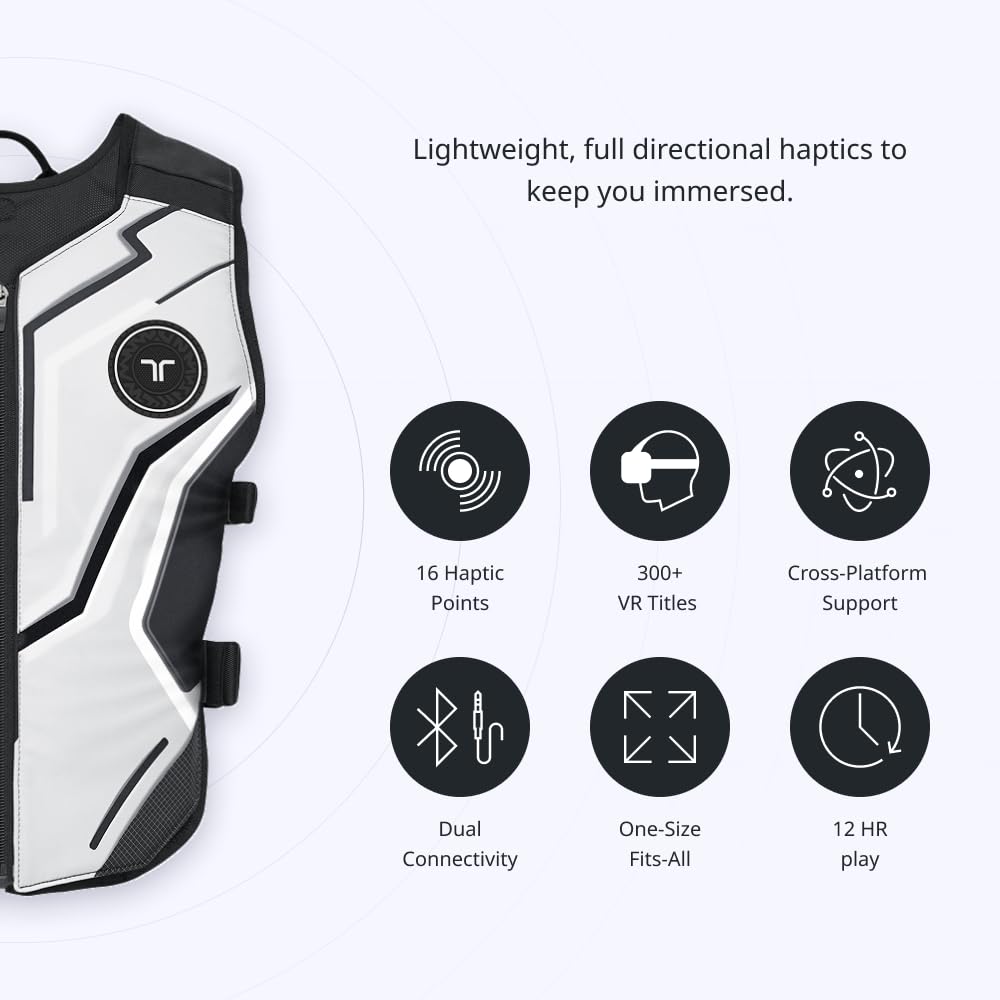 bHaptics TactSuit Air & Sleeve Bundle - Complete VR Experience, Ash Color, Model 8809669640501
