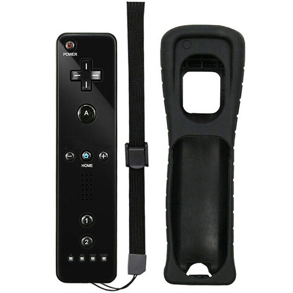 ChamZA Wireless Remote Controller Gamepad Joystick for Nintendo Wii/Wii U - Black, with Silicone Case & Hand Strap