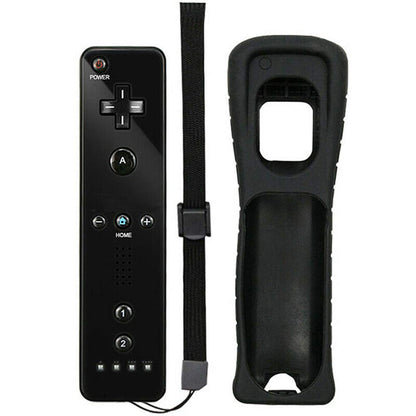 ChamZA Wireless Remote Controller Gamepad Joystick for Nintendo Wii/Wii U - Black, with Silicone Case & Hand Strap