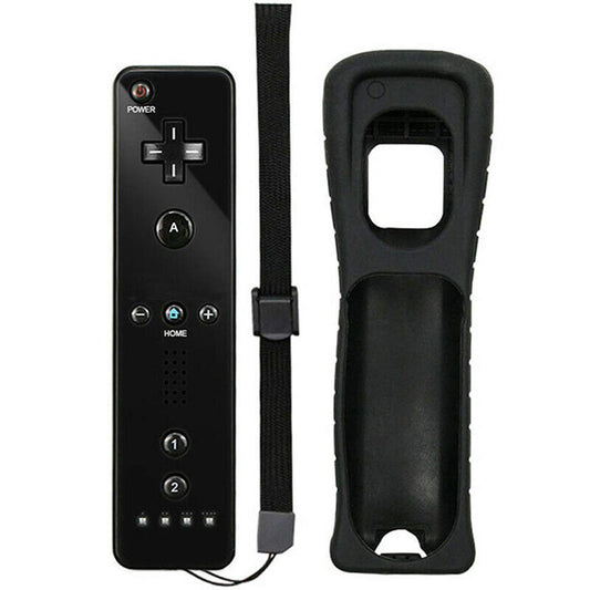 ChamZA Wireless Remote Controller Gamepad Joystick for Nintendo Wii/Wii U - Black, with Silicone Case & Hand Strap